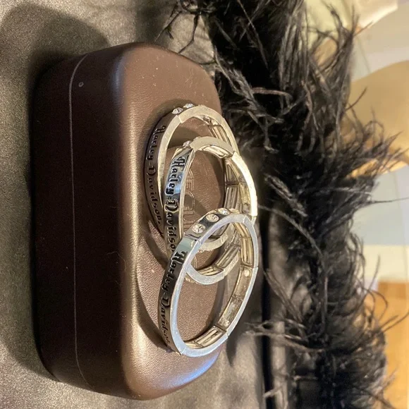 Harley Davidson trio of silver with rhinestone bracelets. - Picture 1 of 1